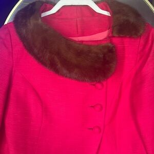 Vintage Hot Pink Barbie Coat w/Fur Lined Collar Trim 💌 Free Shipping As Always
